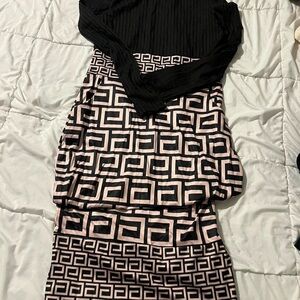 CHICME Black, pink, and white bodycon dress